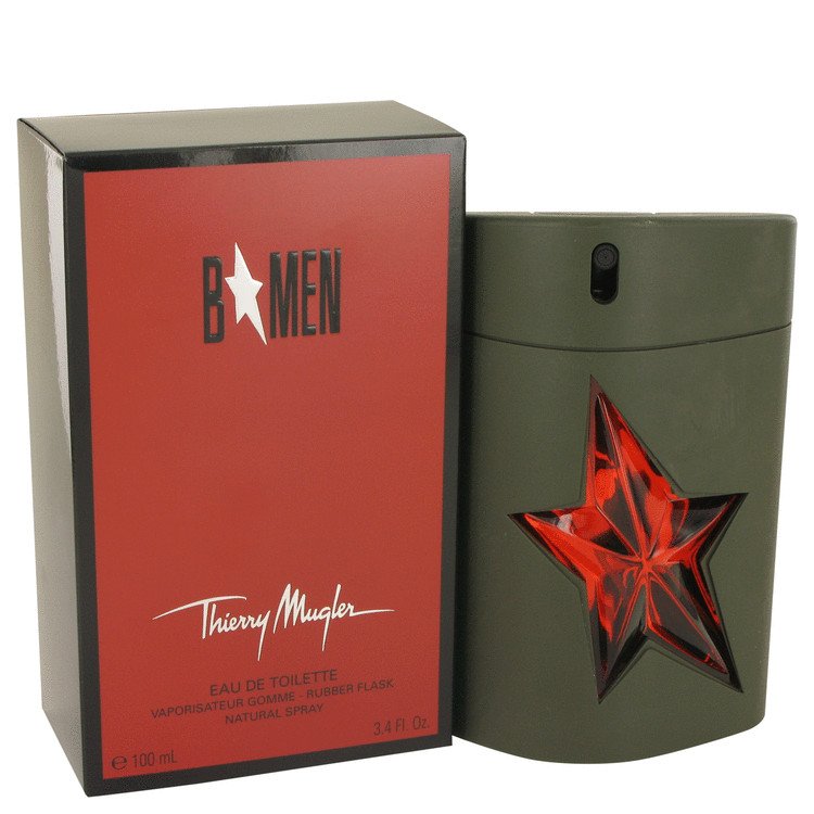 B Men by Thierry Mugler Eau De Toilette Spray Refillable Rubber Flask 3.4 oz